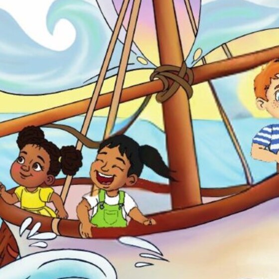 The Bubble Buddies, a group of children sailing with Bernie